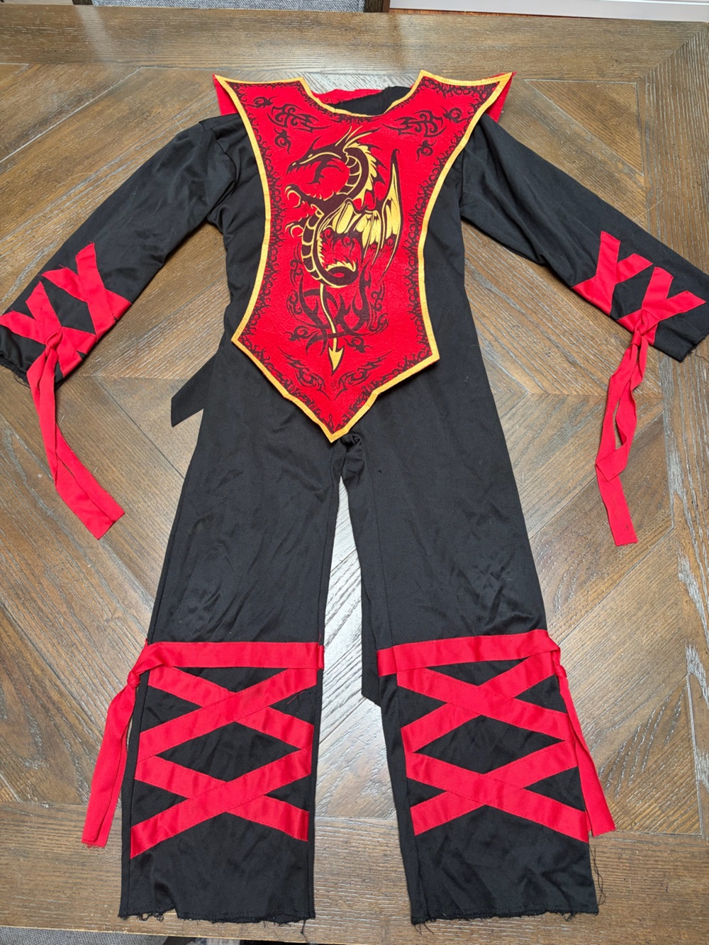 Kids Ninja Warrior Costume Black Red Dragon Fantasy Halloween Size 4-6
